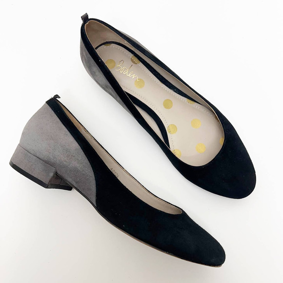 BODEN | US 6 Cathy Suede Colorblock Flats Round Toe Black Gray 37 - Picture 1 of 12